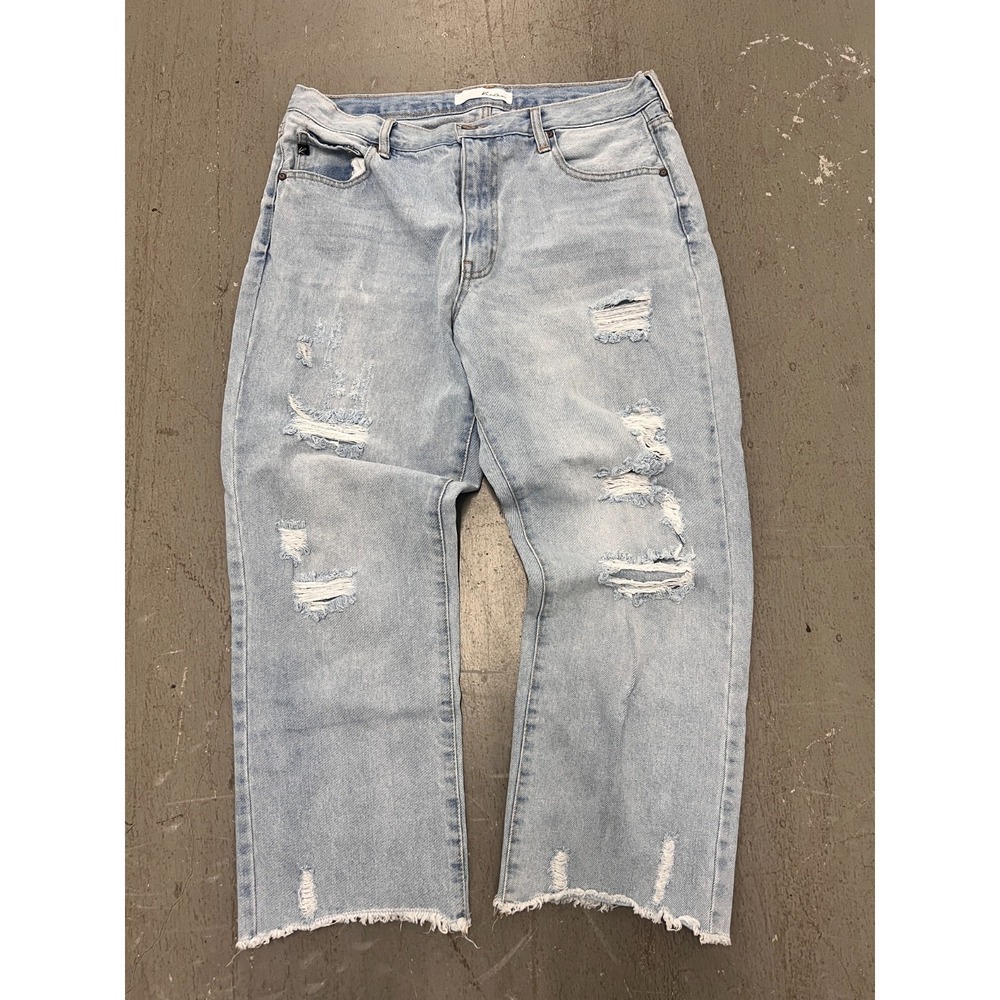 KanCan Sierra Jeans Womens 13x30 Light‎ Blue Denim Straight Leg Raw Hem Cropped